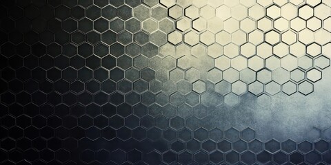 Hexagonal elements interlock seamlessly, forming a geometric tapestry that symbolizes innovation and scientific advancement.