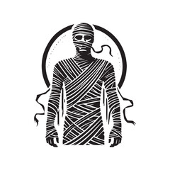 Mummy Silhouette - Minimalist Mummy Deign - Mummy Vector - Mummy Illustration.