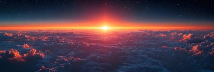 Fototapeta premium A horizon-style gradient resembling a distant star's glow on a dark backdrop.