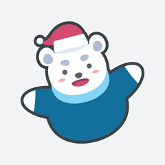 snow bear with outline flat vector design.
