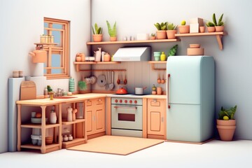 Fototapeta premium Kitchen refrigerator appliance furniture.