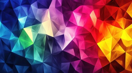 Obraz premium Vibrant geometric patterns in a colorful abstract design showcasing hues of blue, red, green, yellow, and purple in harmonious unity