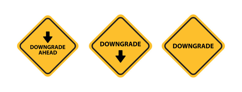 downgrade ahead sign on white background