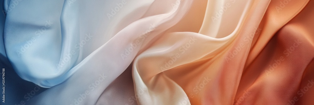 Aufkleber Elegant flowing silk fabrics in soft lighting with a neutral background perfect for showcasing design or text. Generative AI