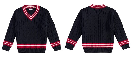 Knitted sweater for kids isolated on white background. Warm cotton woolen knitted sweater, clothes,...