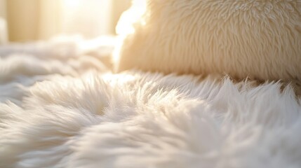 A soft-focus shot of a fluffy pillow's textured surface, evoking relaxation.