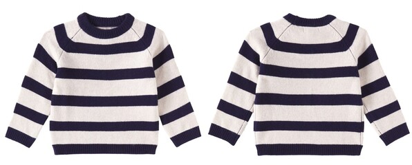 Knitted sweater for kids isolated on white background. Warm cotton woolen knitted sweater, clothes,...