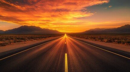 Desert highway sunset, journey, mountains, travel, freedom (1)