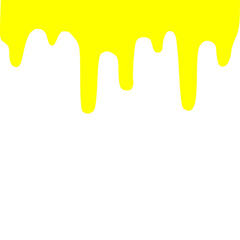 Caramel melting, dripping down with thin sugar streams. Maple liquid syrup leaking. Amber gold bee honey fluid flowing, drops, trickles. Flat graphic vector illustration isolated on white background