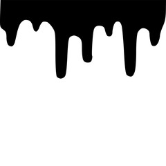 Black Paint melting, dripping down streams. Flat graphic vector illustration isolated on white background.