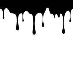 Black Paint melting, dripping down streams. Flat graphic vector illustration isolated on white background.