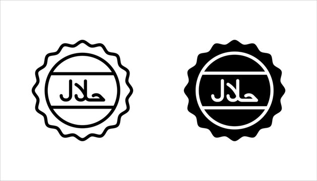 Halal icon set line vector design in trendy style, Halal food certified icon. vector illustration on white background