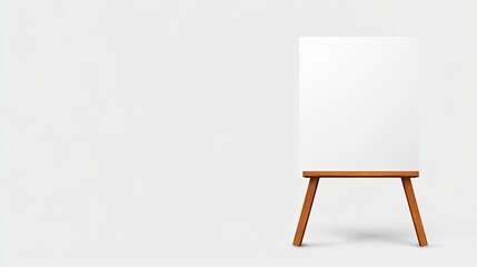 Blank canvas on wooden easel against a plain background, inviting creativity and inspiration