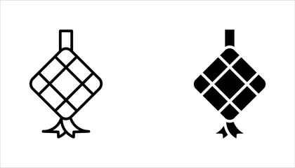 Ketupat icon set, ramadan symbol template for graphic and web design, vector illustration on white background