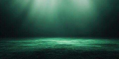 Fototapeta premium Illuminated abandoned space mysterious green light in a dark environment