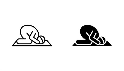 Muslims Prayer or Salat Icons Set, vector illustration on white background