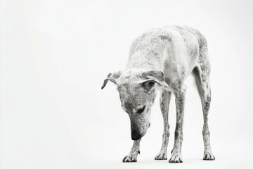 Sad dog animal white contemplative.