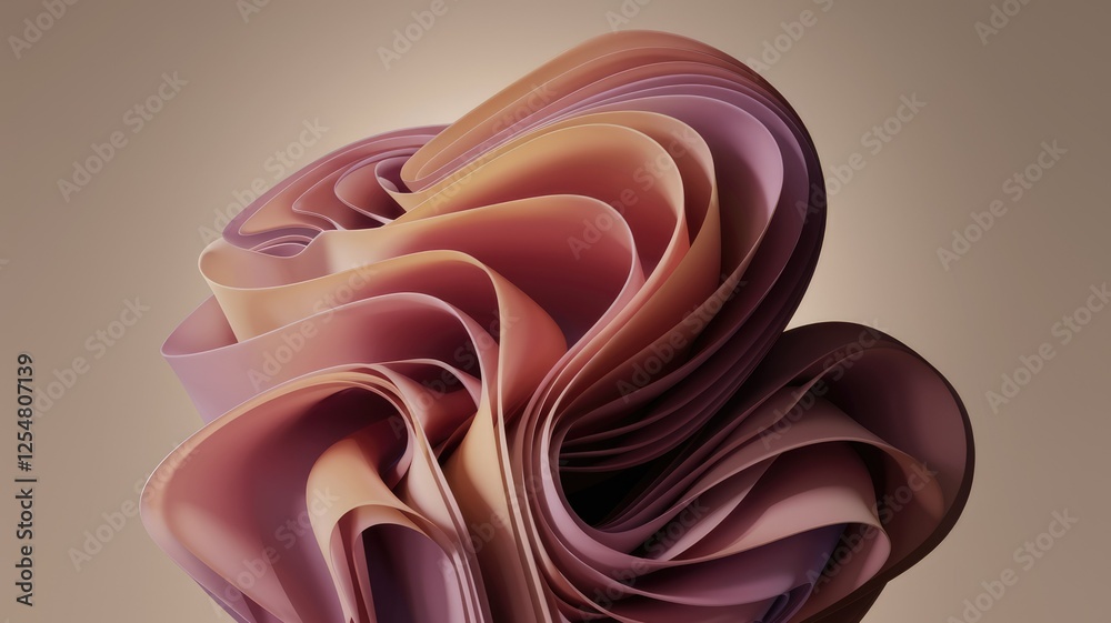 Poster abstract swirling layers of pink and orange hues create a visually captivating and elegant design.