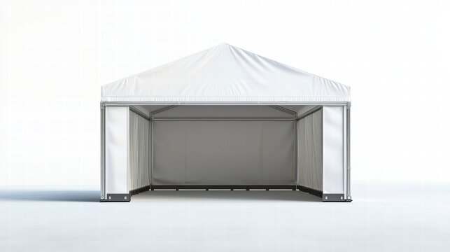 Blank Pop Up Gazebo Tent Mockup: A clean, modern rendering of a white pop-up gazebo tent, ideal for showcasing branding or design concepts. The gazebo is fully assembled.