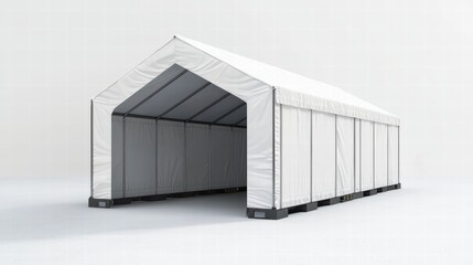 Portable Fabric Storage Shelter: A large, versatile fabric storage shelter, ideal for various applications, sits on a pallet base, offering a simple yet effective storage solution.