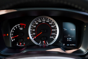 car​ instrument panel, car​ speed motor of​ night, car​ dashboard​ modern​ automobile...