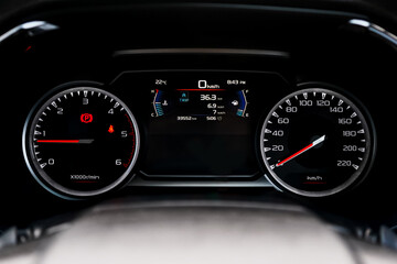 car​ instrument panel, car​ speed motor of​ night, car​ dashboard​ modern​ automobile...