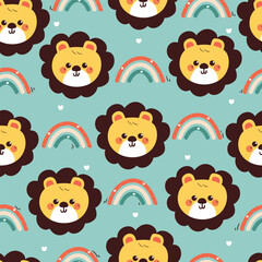 seamless pattern cute cartoon lion with umbrella. cute animal pattern for wallpaper, background and gift wrap paper