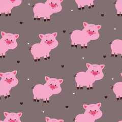 seamless pattern cute cartoon pig. cute animal drawing for wallpaper, pattern, background