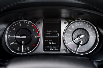 car​ instrument panel, car​ speed motor of​ night, car​ dashboard​ modern​ automobile...