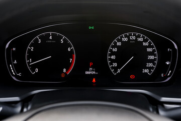 car​ instrument panel, car​ speed motor of​ night, car​ dashboard​ modern​ automobile...