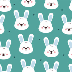seamless pattern cute cartoon white bunny. cute animal drawing for wallpaper, pattern, background