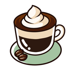 Hand-drawn Americano With Cocoa And Milk Foam SVG Outline, Hot Beverage