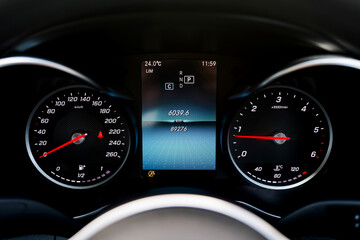 car​ instrument panel, car​ speed motor of​ night, car​ dashboard​ modern​ automobile...