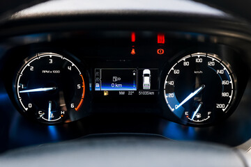 car​ instrument panel, car​ speed motor of​ night, car​ dashboard​ modern​ automobile...