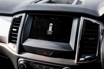 Rear view monitor for reversing system Car display and rear view camera parking assistant car navigation.