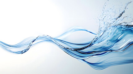 Flowing blue water splashing and swirling on a light background creating dynamic and fluid shapes.