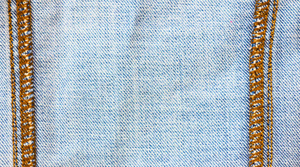 Wrong side of jeans fabric with back seam