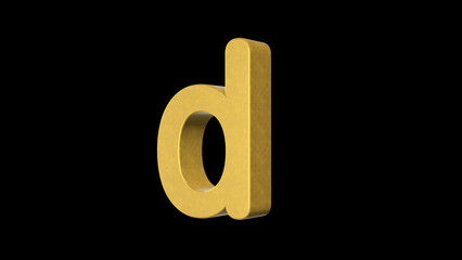 English alphabet Letter D 4k Illustration. Script text labels.