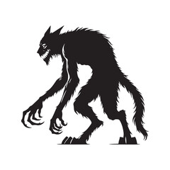 Silhouette of Wendigo - Minimalist Wendigo Vector - Wendigo Illustration.