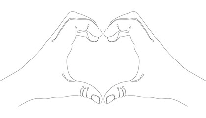 Making heart sign with both hands. line sketch of heart made by hands. hand heart. heart shape. love background