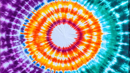 Colorful tie-dye swirl pattern with vibrant orange, purple, teal, and white creating a fun, artistic design.