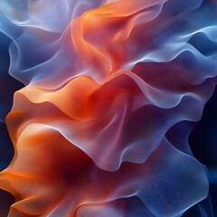 Obraz premium A layered mesh effect blending sky blue and sunset orange into soft, fluid forms.