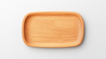 Wooden serving tray on a white background, ideal for food presentation and styling