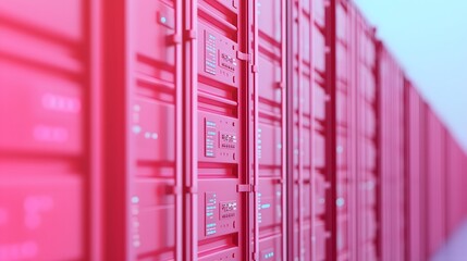 Obraz premium A Vibrant Display of Industrial Storage Units in a Modern Warehouse Environment with Details. Inventory Management, System, Management Concept
