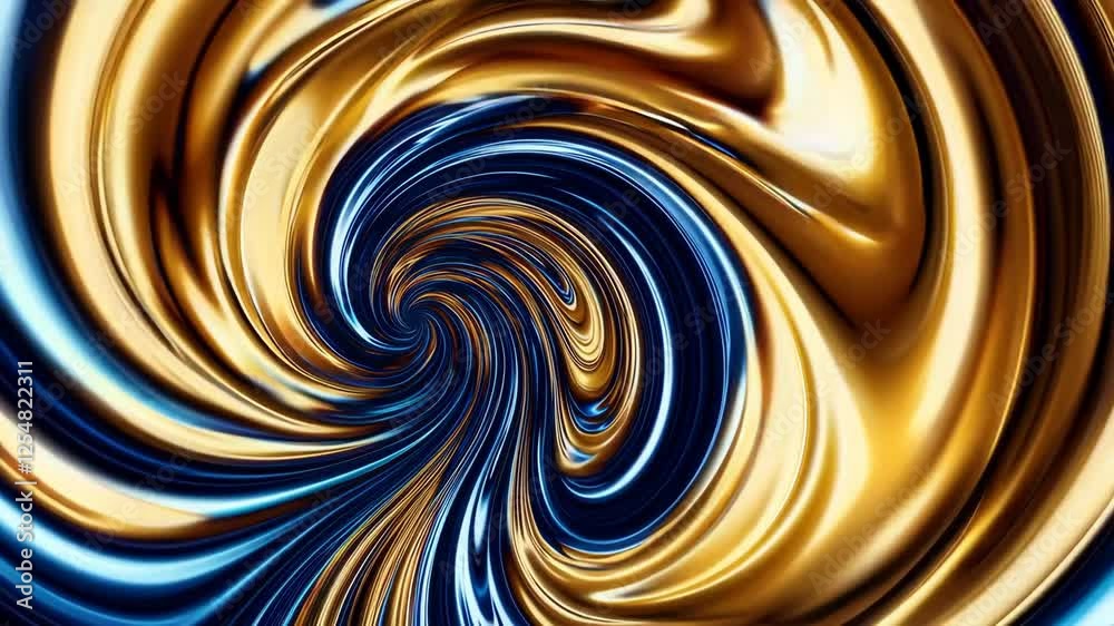 Poster swirling abstract pattern with blue and gold hues, digital art. modern artistic expression and creat