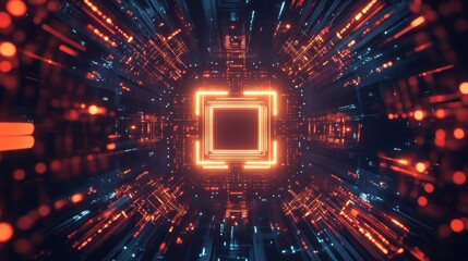 Exploring the intricate design of a microchip with glowing circuits and vibrant colors in a futuristic digital environment. Generative AI