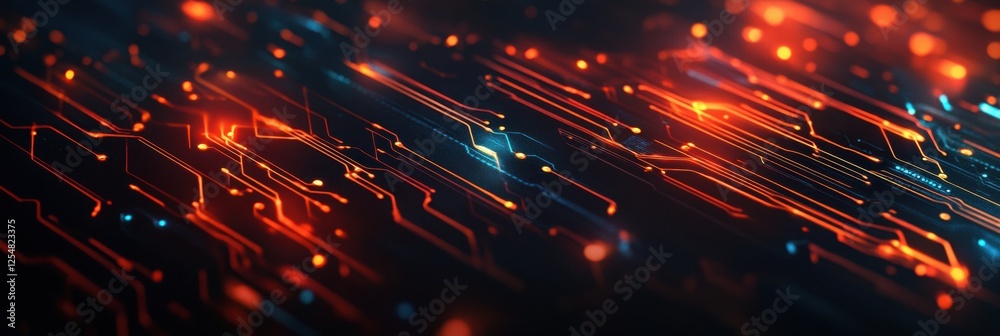 Poster Abstract digital brain design with glowing circuits illustrating advanced technology and artificial intelligence concepts. Generative AI