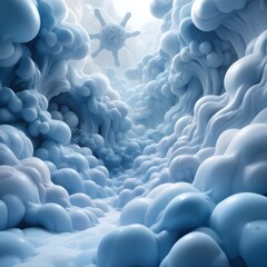 Obraz premium A 3D abstract background with abstract, cloud-like forms and a soft glow.