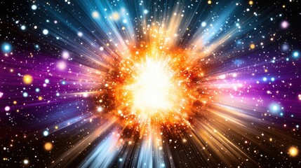 Naklejka premium Cosmic explosion, space, energy, vibrant colors, universe background, science illustration