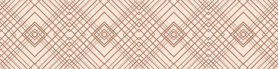 Chocolate brown with coffee shade geometric seamless pattern, squares in Mocha Mousse. Squares with abstract ornament for packaging, cover or tile.